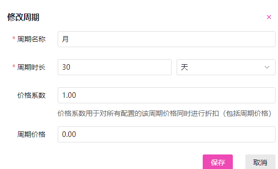 (1) 周期设置，按照业务需求设置即可界面截图