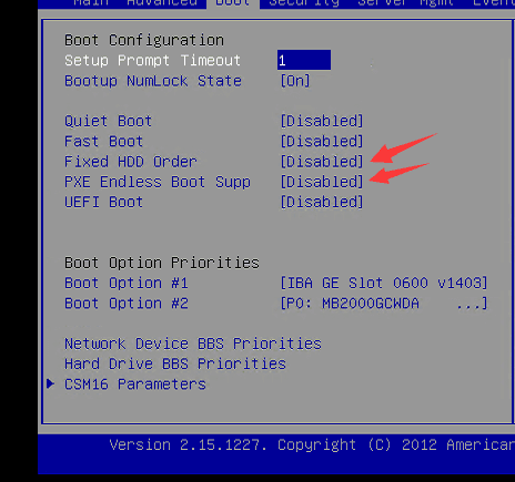 解决办法:在 BIOS 中关闭 Fixed HD 相关操作界面截图