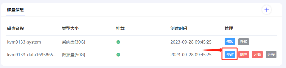 进入实例列表页面,点击需要调整磁盘性能的实例的主机名,进入实例内页,如下界面截图