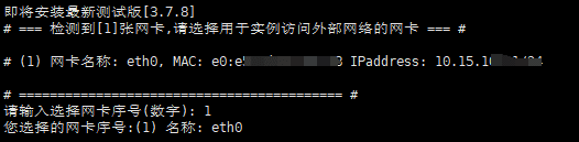 选择用于实例访问外部网络的网卡界面截图